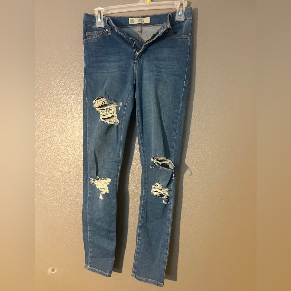 Topshop Light Blue Ripped Skinny Jeans